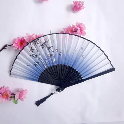 Traditional Chinese Women's Folding Bamboo Silk Fan