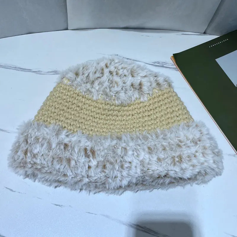 Korean Plush Fisherman Hat with Japanese Knitting Wool