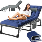 Slsy Sleeping Cots for Adults 5-Position Folding Chaise Lounge Chairs Outdoor Portable Folding Bed Cot Lounge Chair for Beach Lawn Camping Pool Sun Tanning