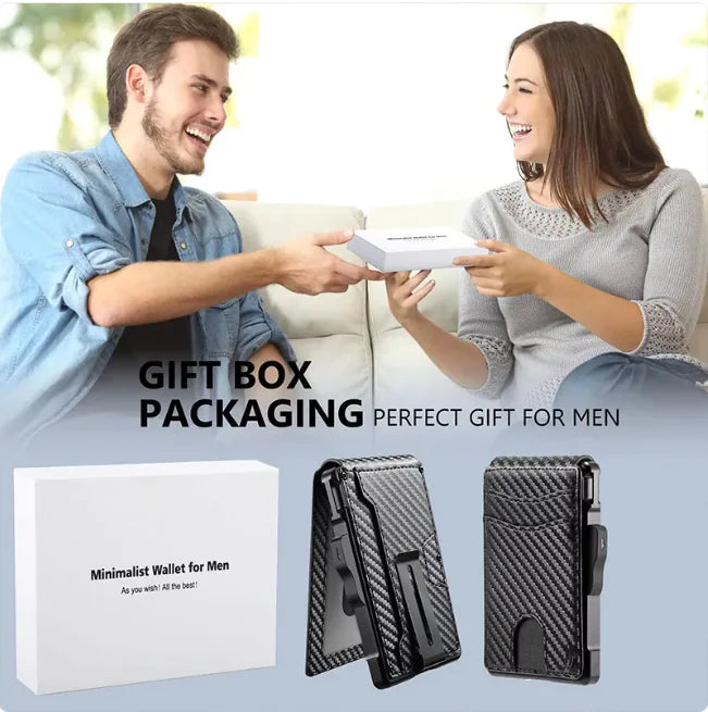 Men's RFID Protected Metal Magnetic Flip Card Holder Wallet