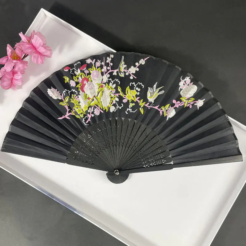 Traditional Chinese Women's Folding Bamboo Silk Fan