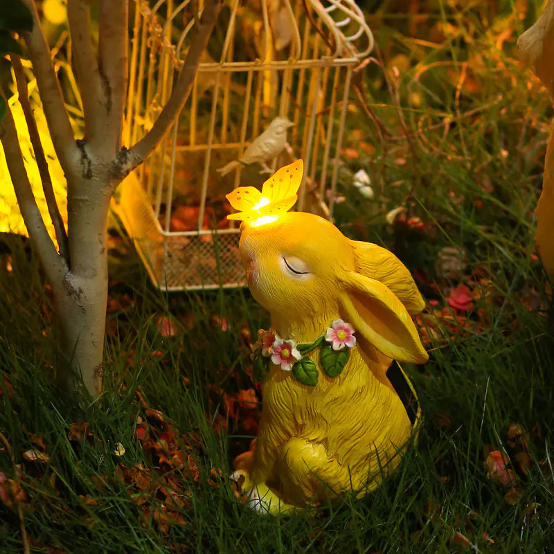 Solar Powered Rabbit Shaped Butterfly Garden Ornament