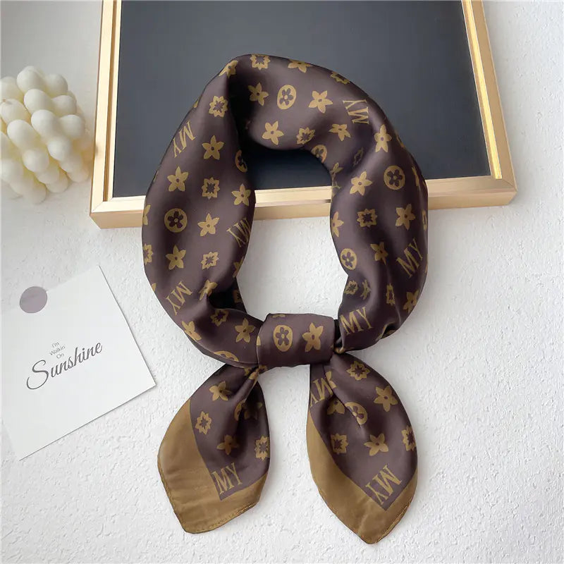 Luxury Floral Letter Scarf 70cm Silk for Professionals