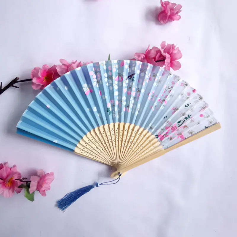 Traditional Chinese Women's Folding Bamboo Silk Fan