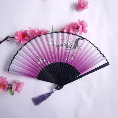 Traditional Chinese Women's Folding Bamboo Silk Fan