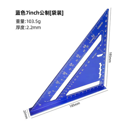 7-Inch Aluminum Metric Angle Ruler with Black Finish