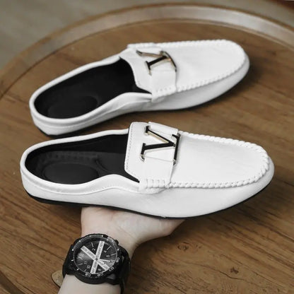 Men's Half-Wrapped Slip-On Closed Toe Leather Loafers