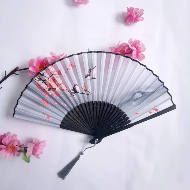 Traditional Chinese Women's Folding Bamboo Silk Fan