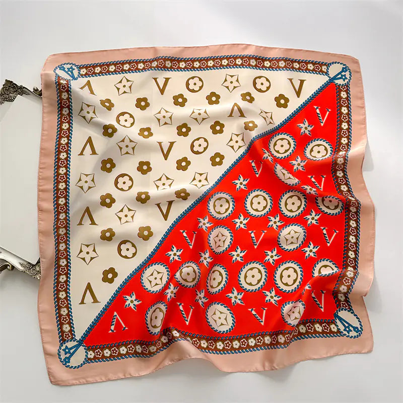 Luxury Floral Letter Scarf 70cm Silk for Professionals