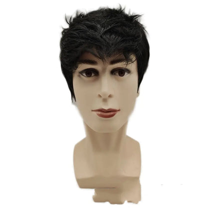 Men's Short Hair Wig with Headgear