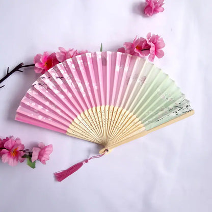 Traditional Chinese Women's Folding Bamboo Silk Fan
