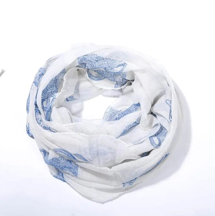 Bali Scarf with Persian Cat Print, Beach Sun Protection