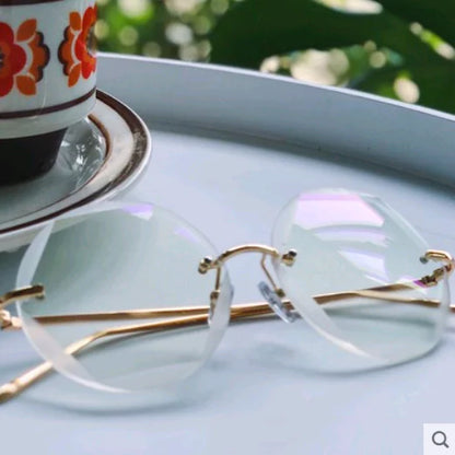 2K Retro Harajuku Style Pink Rimless Sunglasses