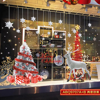Christmas Static Window Stickers - Snowflakes & Santa Decor