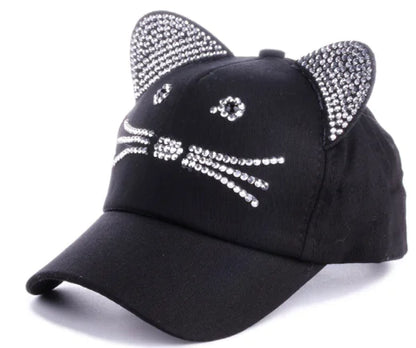 Spring Summer Denim Baseball Cap with Cat Ears