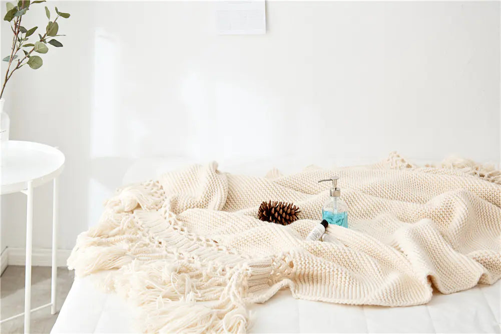 Solid Color Knitted Office Nap Blanket for Export