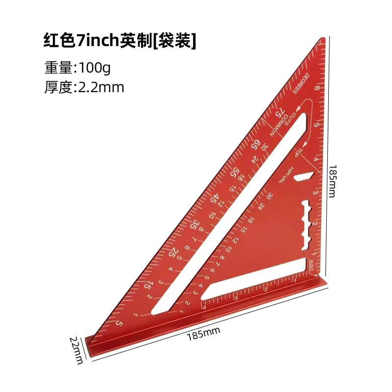 7-Inch Aluminum Metric Angle Ruler with Black Finish