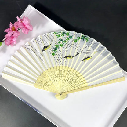 Traditional Chinese Women's Folding Bamboo Silk Fan