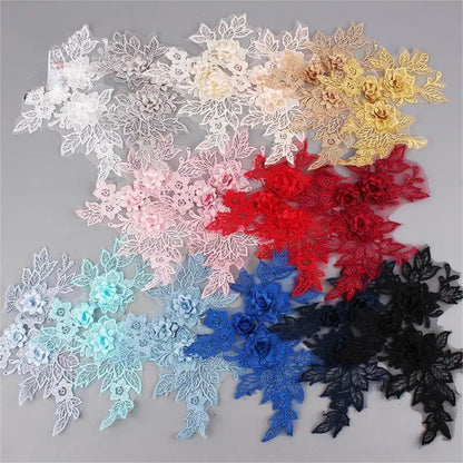 Colorful 3D Lace Applique Flower Patch for Clothing