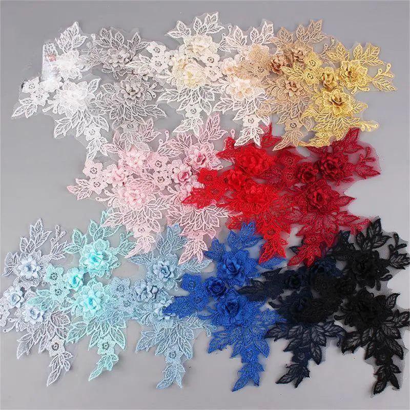 Colorful 3D Lace Applique Flower Patch for Clothing