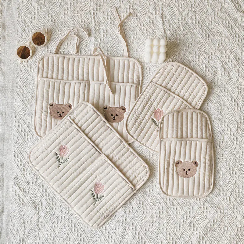 Baby Stroller Storage Bag with Bear Embroidery
