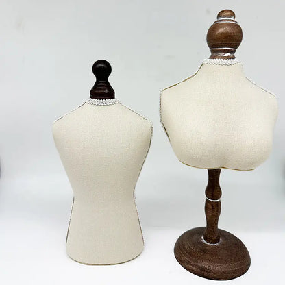 Solid Wood Necklace Display Stand with Burlap (Vintage)