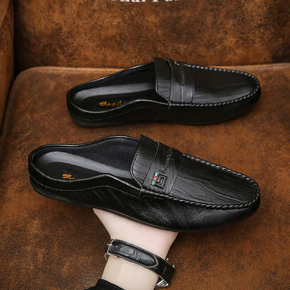 Men's Half-Wrapped Slip-On Closed Toe Leather Loafers