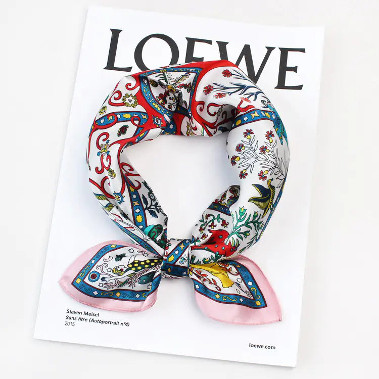 Floral Butterfly Korean Style Silk Scarf for Women