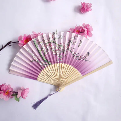 Traditional Chinese Women's Folding Bamboo Silk Fan