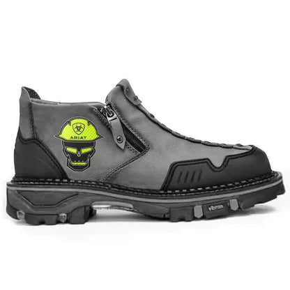 Men's Short Boots with Halloween Skull Design