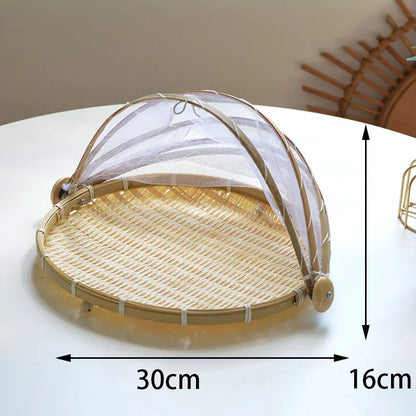 Bamboo Food Cover and Drain Basket for Kitchen Use