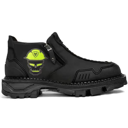 Men's Short Boots with Halloween Skull Design