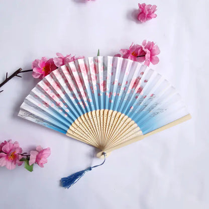 Traditional Chinese Women's Folding Bamboo Silk Fan