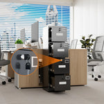 4 Drawer File Cabinet, Metal Vertical Black Filing Cabinets With Lock For Home Office With Name Card Holder For Letter,Legal,A4,F4 Size,Assemble Required