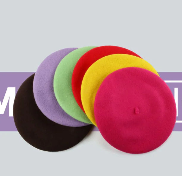 "Personalized Yupi Wool Beret with Colorful Buttons"
