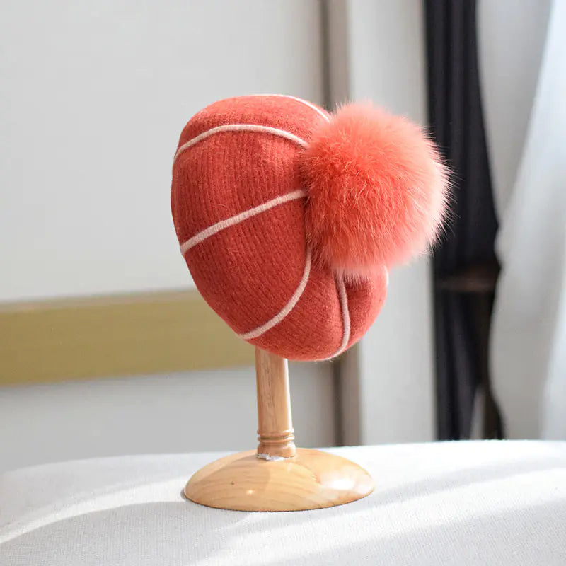 Pumpkin Wool Beret for Women in Autumn and Winter