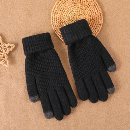 Velvet Touch Screen Knitted Gloves for Women