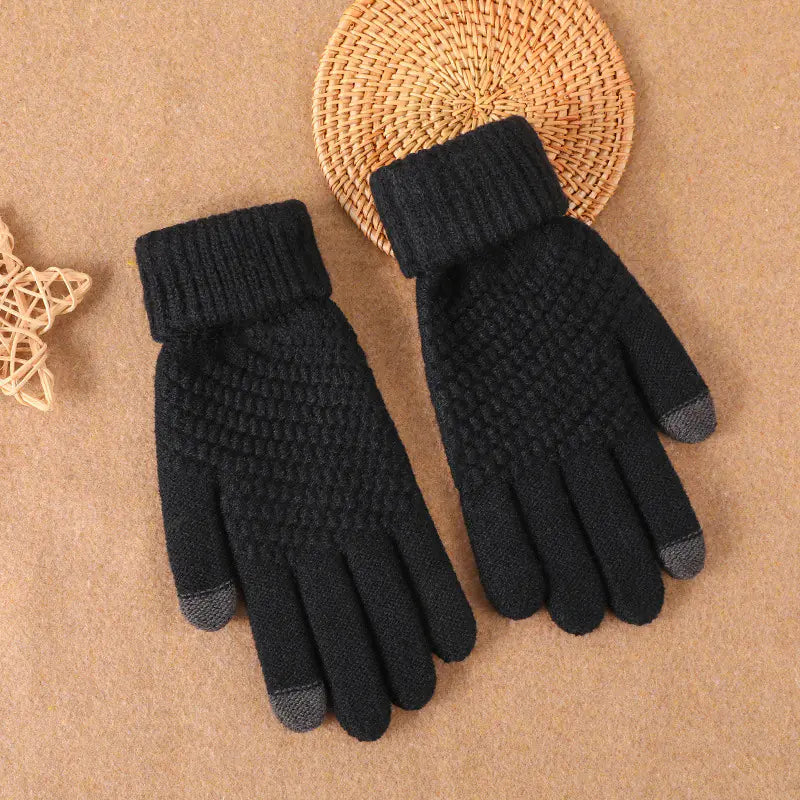 Velvet Touch Screen Knitted Gloves for Women