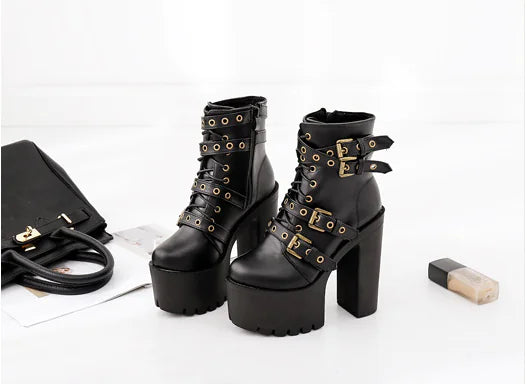 High Heel Ankle Boots with Studs for Women