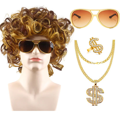 80s Punk Cosplay Tiger King Wig Hat for Men