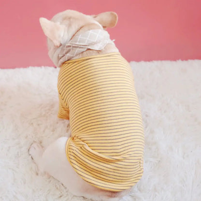 Cotton Stretch Striped Padded T-Shirt