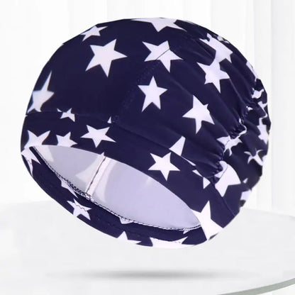 Pleated Swim Cap for Adults - Cute Print & Solid Color