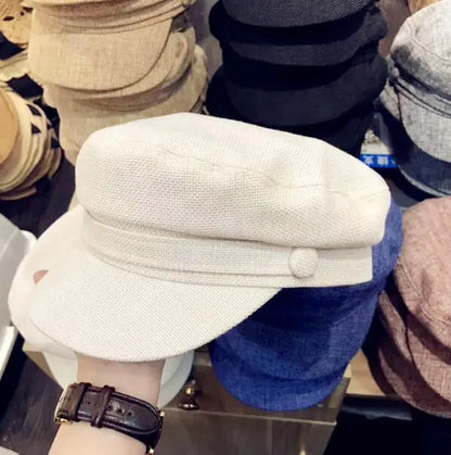 Navy Thin Linen Hat for Women's Fashion
