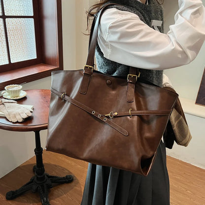 Retro Large Capacity PU Shoulder Bag