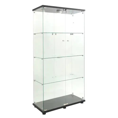 Double Door LED Light Glass Display Cabinet 4 With Mast, Floor To Ceiling Rare Bookshelves, Suitable For Living Room, Bedroom, Office