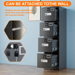 4 Drawer File Cabinet, Metal Vertical Black Filing Cabinets With Lock For Home Office With Name Card Holder For Letter,Legal,A4,F4 Size,Assemble Required