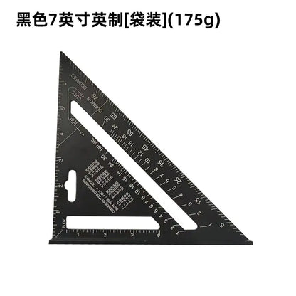 7-Inch Aluminum Metric Angle Ruler with Black Finish