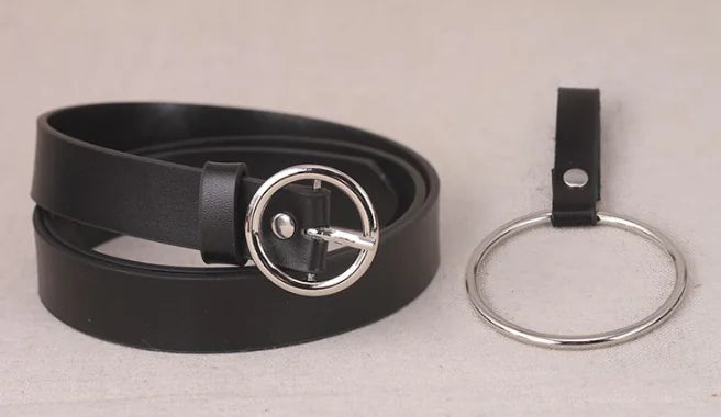 Women's Simple Round Buckle Belt for Jeans Decor
