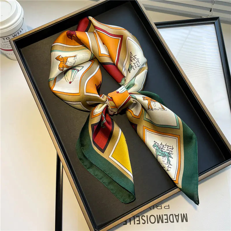 Luxury Floral Letter Scarf 70cm Silk for Professionals