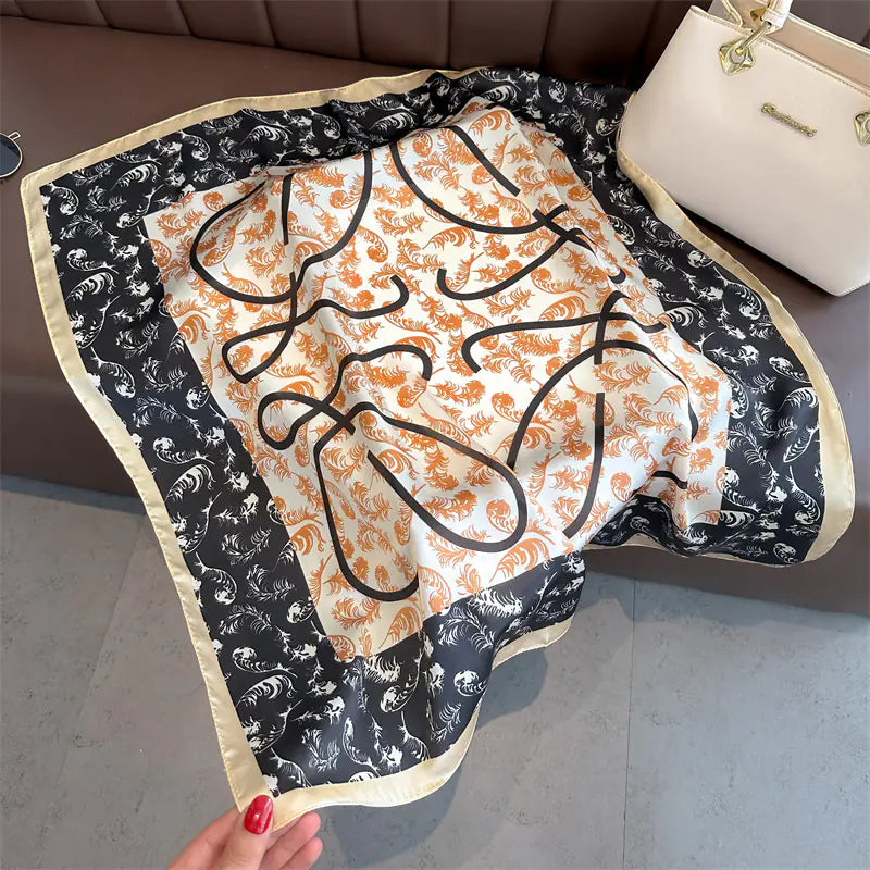 Luxury Floral Letter Scarf 70cm Silk for Professionals